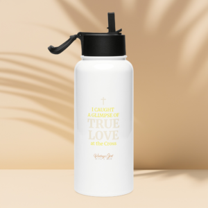 i caught a glimpse of true love stainless steel water bottle with a straw lid